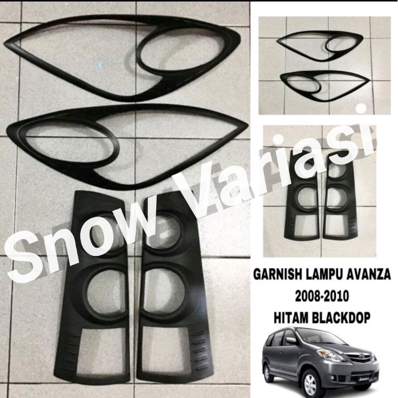 AVANZA 2008 2010 PAKET GARNISH LAMPU DEPAN BELAKANG HITAM BLACKDOP NEW