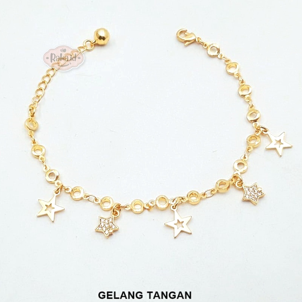 Gelang Tangan Rantai Dewasa Model Bintang Bintang Gold &amp; Silver Perhiasan Wanita 883