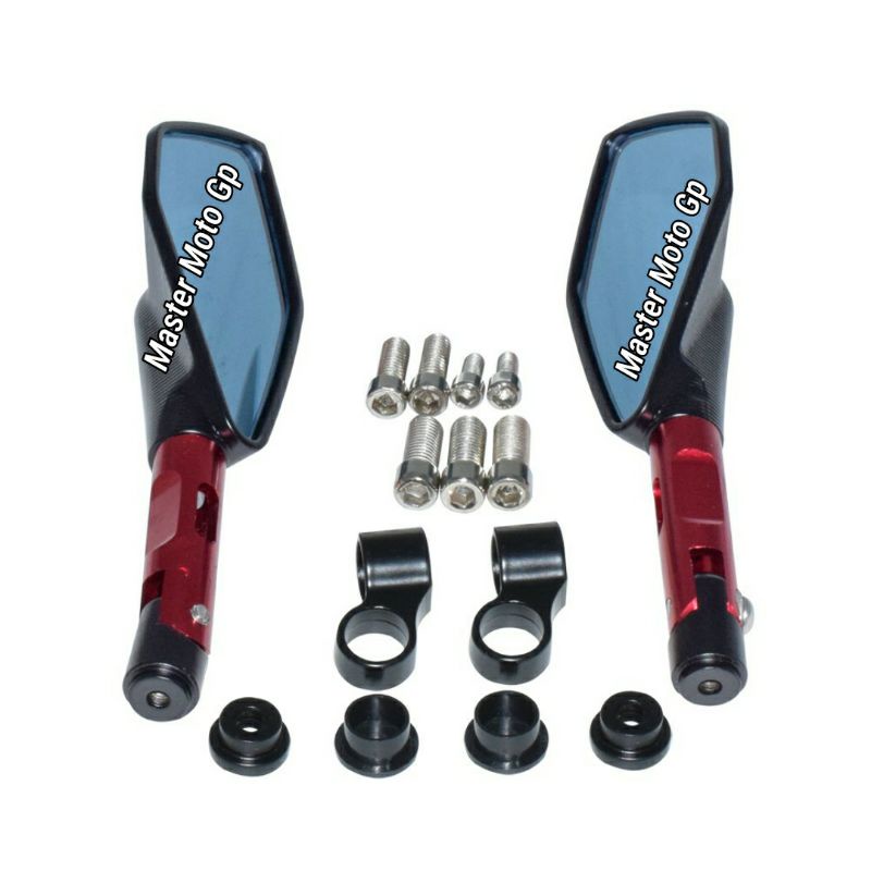 Spion tomok V5 cnc Sepasang spion pentagonal paduan aluminium CNC kaca spion cermin biru anti-silau NMax PCx aerox mio vario beat adv scoopy xeon satria fu sonic tiger vixion