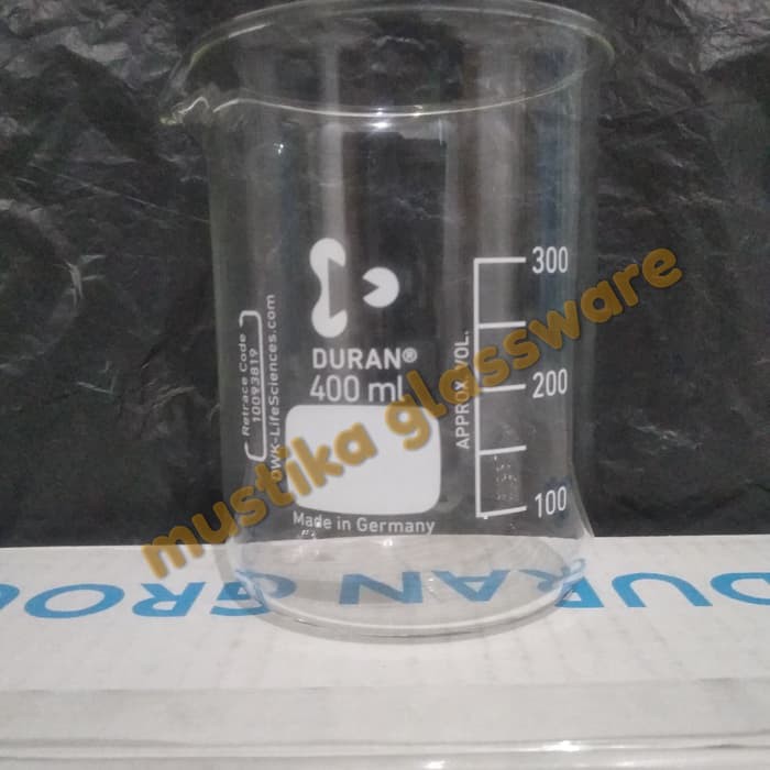 Beaker gelas 400 ml DURAN . Gelas piala