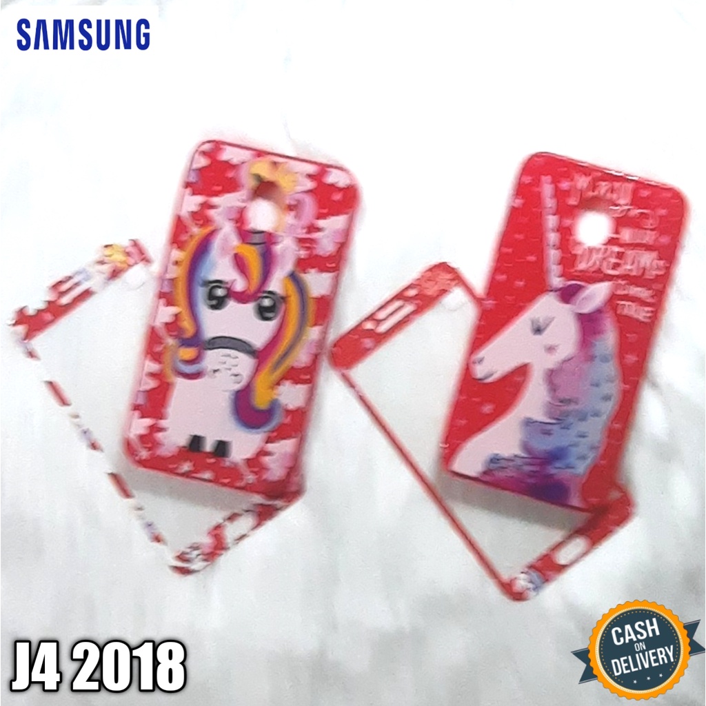 Case + Tempered Glass For Samsung J4 2018 Softcase Jelly Character