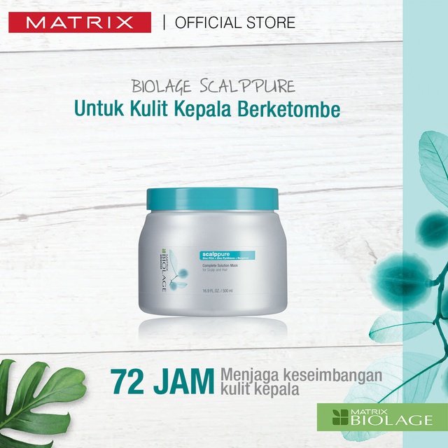 MATRIX Biolage Scalppure Complete Solution Hair Mask - Masker Perawatan Rambut Kulit Kepala Berminyak Anti Ketombe 500 ml