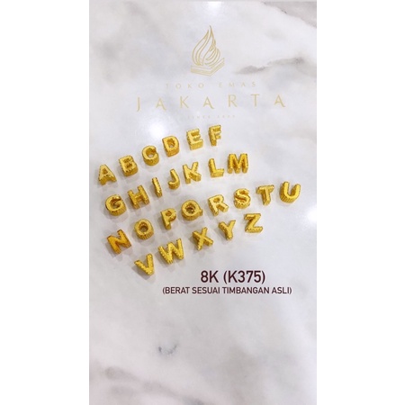 charm emas huruf kadar 8k (TULIS HURUF DI NOTES) BISA REQUEST PAKE TALI-KRISTAL
