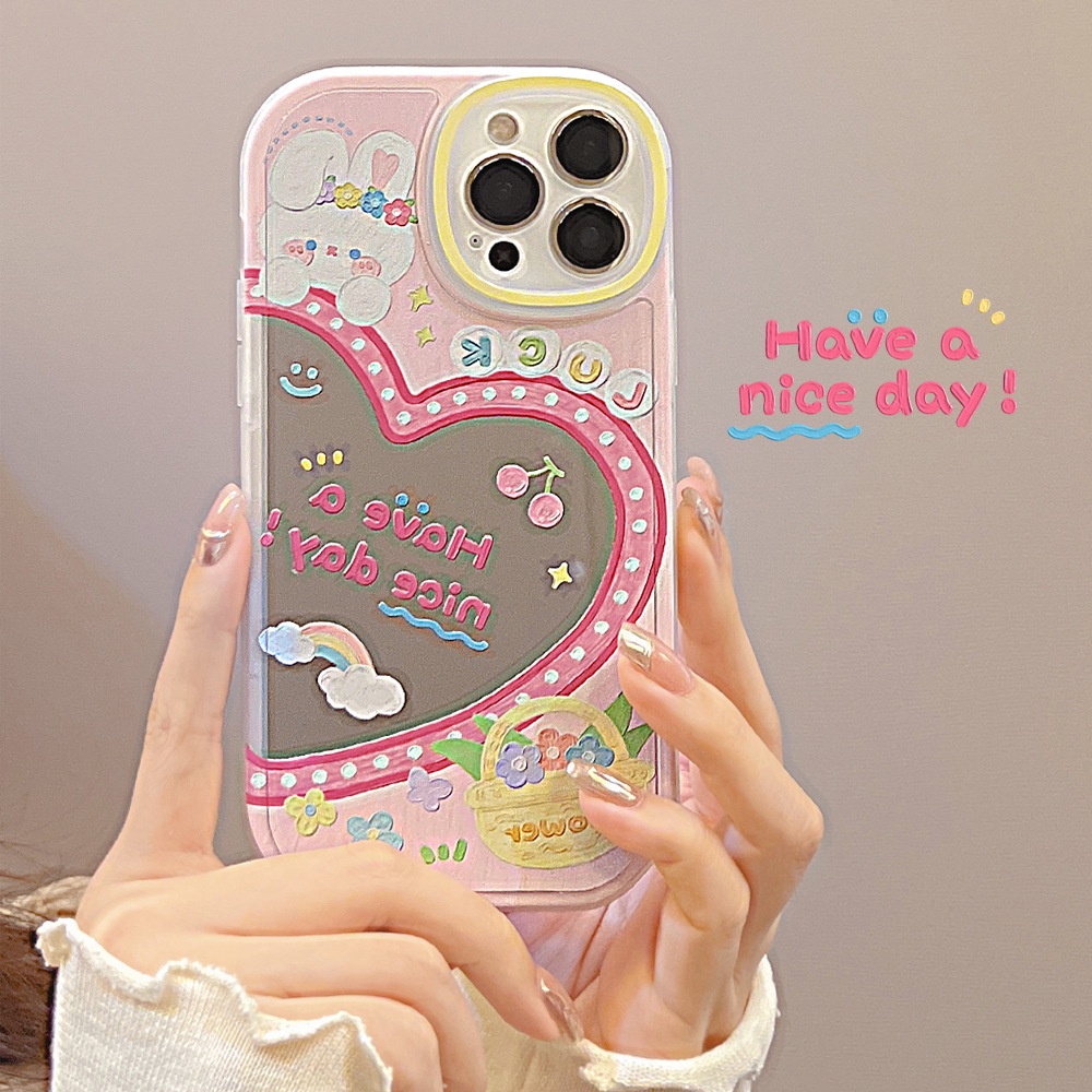 Case Pelindung Desain Kartun Kelinci Dengan Cermin Makeup Untuk Iphone 11 8 7 Plus SE2 XS XR 12 13 Mini PRO MAX