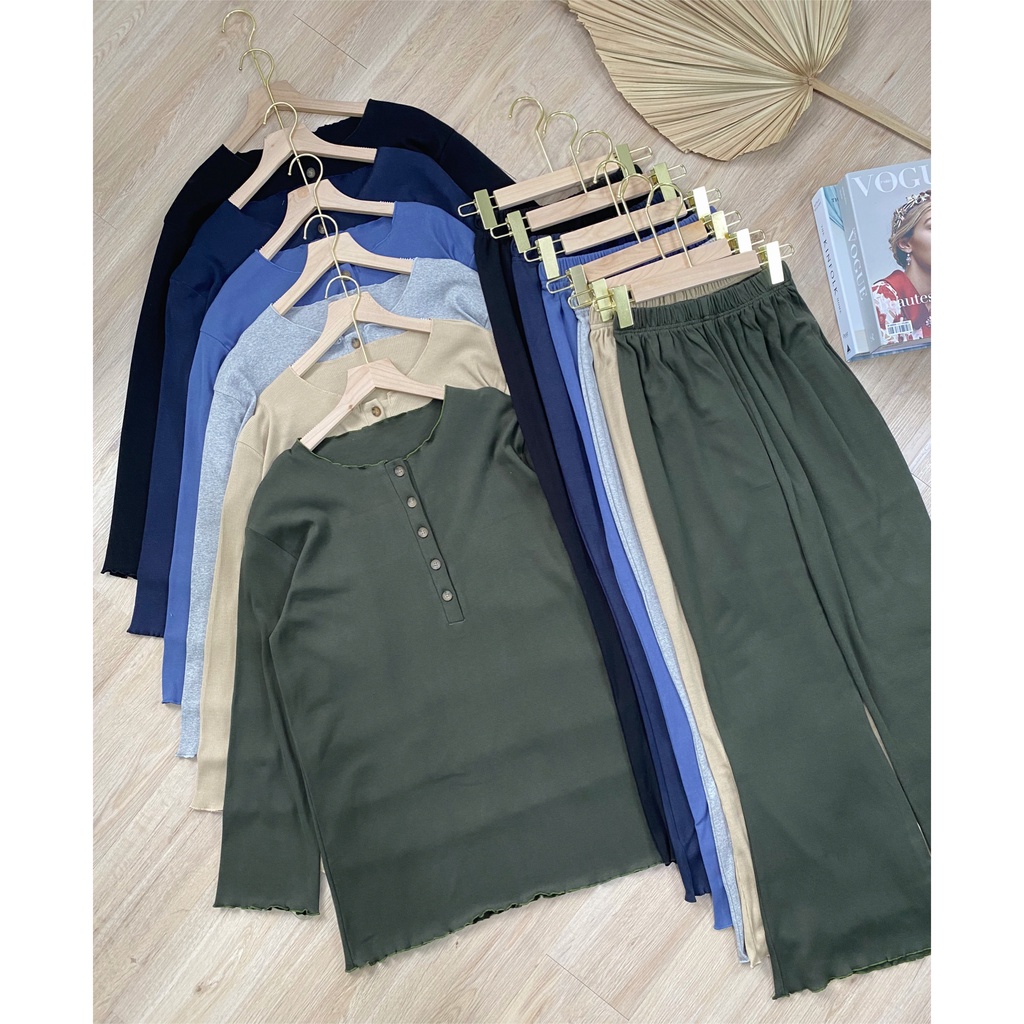 SET PAJAMA PREMIUM RIB NAMJOON POLOS PIYAMA SETELAN ONESET B523 CO