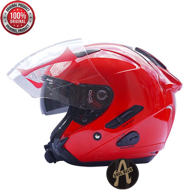 HELM KYT GALAXY POLOS // FIRE RED // ORIGINAL// DOUBLE VISOR//TERLARIS
