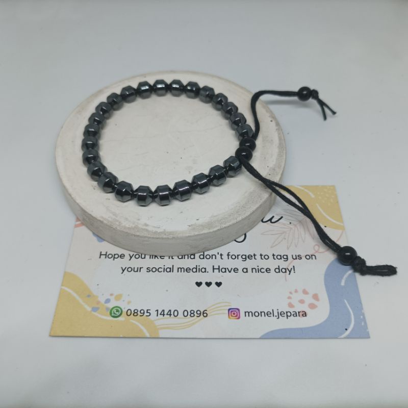 Gelang Blustin Asli 6 mm (Motif Peluru)