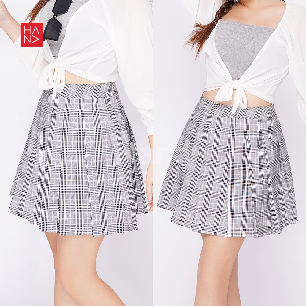 HanaFashion JKT - Elena Platted Tennis Skirt Rok Mini Wanita - SK041