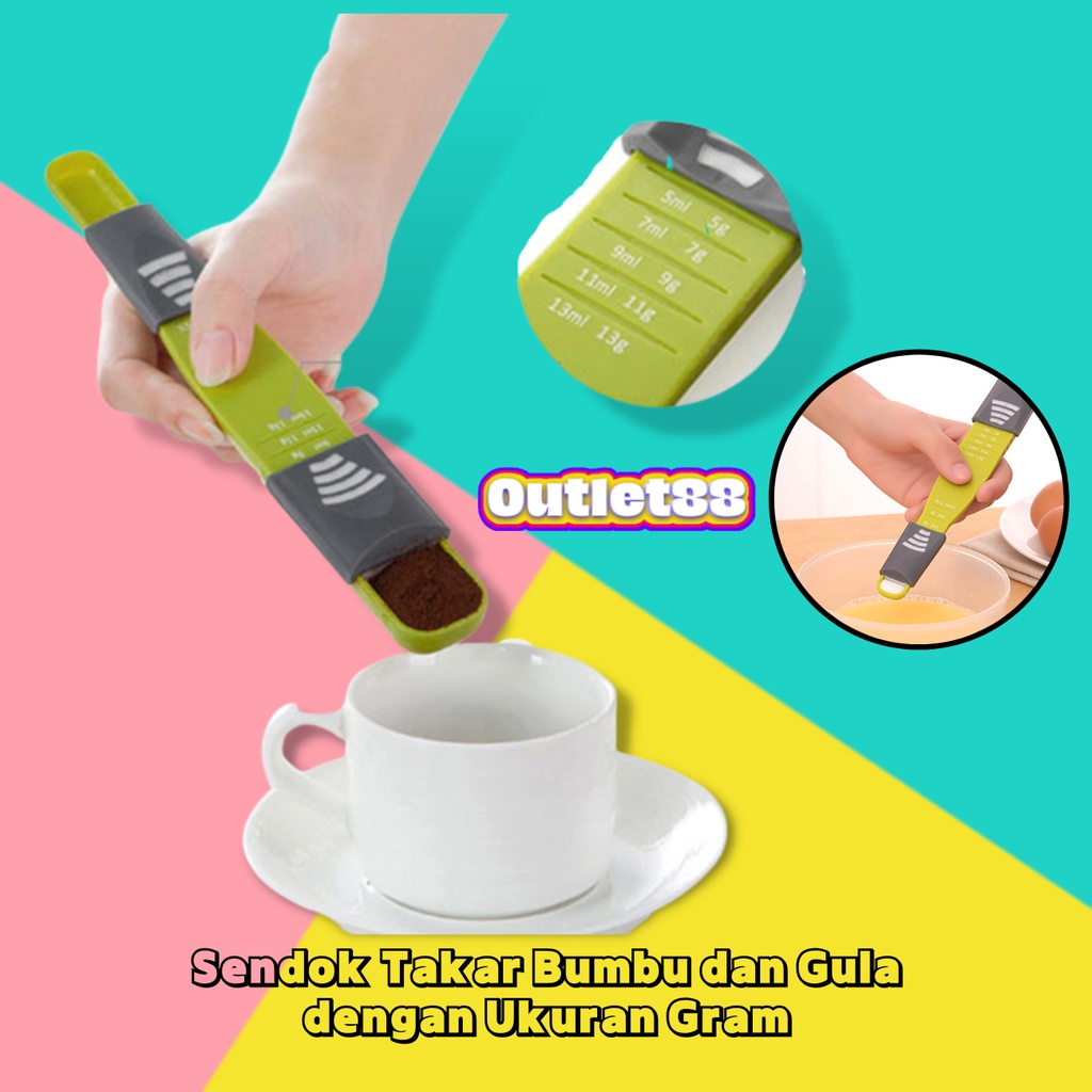 Sendok Takar Geser | Sendok Ukur ml, g dan oz  | Takaran Adjustable Measuring Spoon