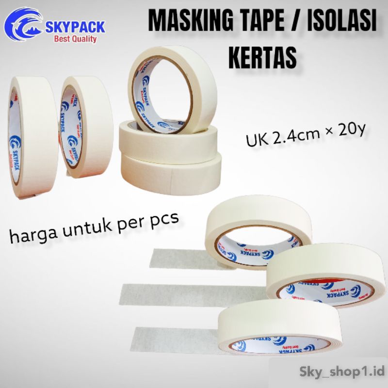 

ISOLASI KERTAS / MASKING TAPE (SKYPACK) UK. 2.4cm × 20y