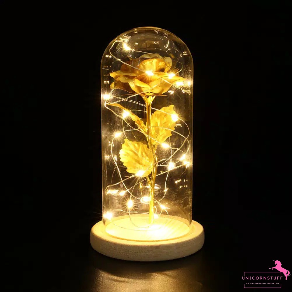 Methalic Series - Galaxy Rainbow Kiss Miniatur Flower Dome Bunga Lampu Kaca Ulang Tahun Valentine Kado Pacar Hadiah Unik Perempuan Graduation Anniversary Awet Flower Mawar Dome Kayu Belle flower Murah Tidak Layu