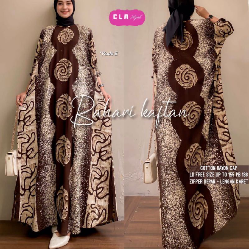 Batik B B - Bahari Kaftan Jumbo Wanita Dewasa XXXXL Motif Batik Cap Malaman Terbaru Busui Resleting Depan Rayon Premium Baju Kelelawar Kekinian