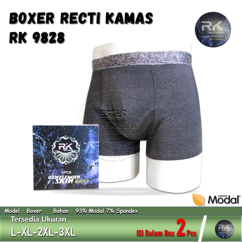 Celana Boxer Pria RECTI KAMAS RK 9828 Isi 2Pcs