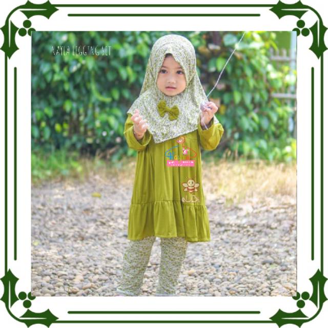Setelan legging dan hijab anak | grosir baju murah surabaya | koleksi elbi terbaru
