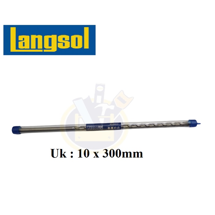 LANGSOL Mata Bor Beton / Tembok Panjang 10mm x 300mm 10 mm x 30 cm Masonry Drill Bit 10 mm Panjang