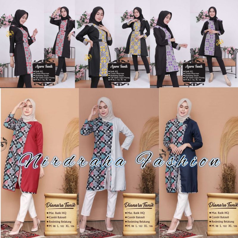 Dianara & Azura Tunik Batik HQ Kombinasi Original Bestseller M L XL