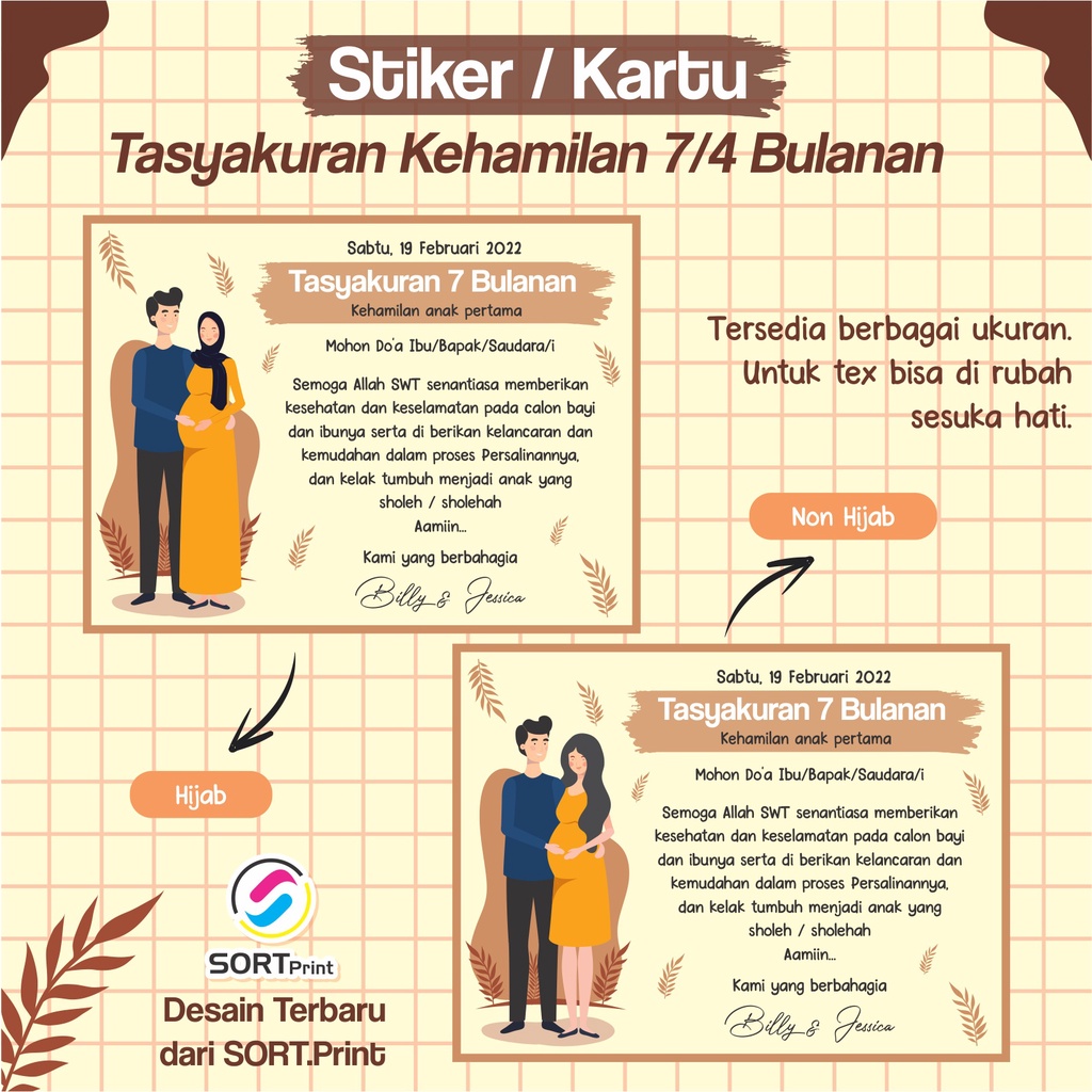 

Stiker atau kartu Tasyakuran Kehamilan 4 & 7 Bulanan Kehamilan Desain Terbaru