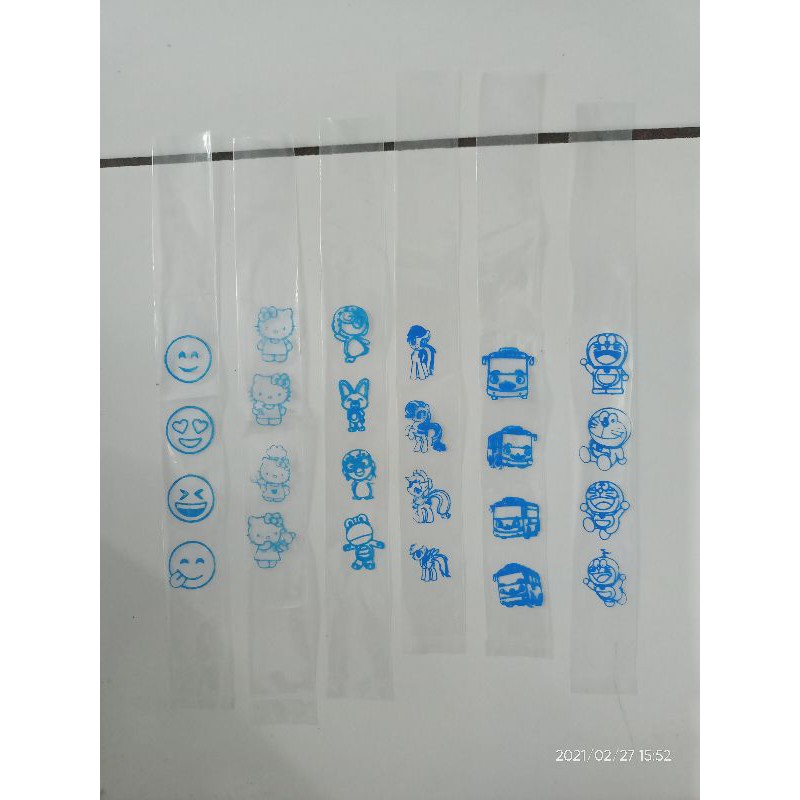 Plastik es Mambo bersablon 100 pcs ukuran 3x23 cm / plastik es Mambo karakter / plastik es Mambo kekinian tulisan nasihat isi 100 pcs plastik
