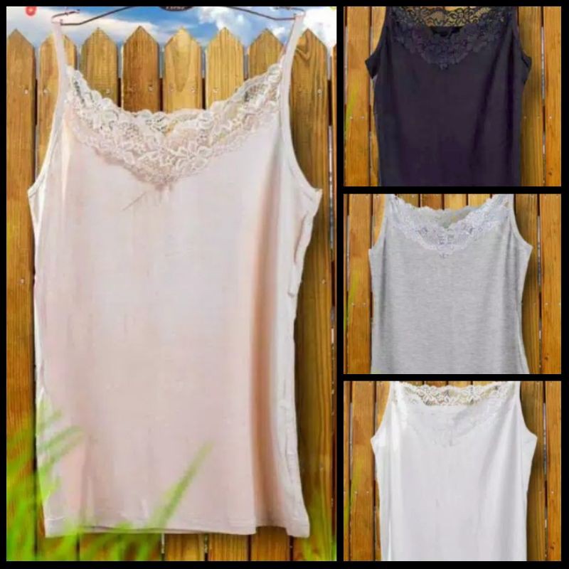 ( COD ) Elena Tank Top Tali Tipis Renda E 6685 Free Size-Singlet wanita-Pakaian Wanita-Dalaman