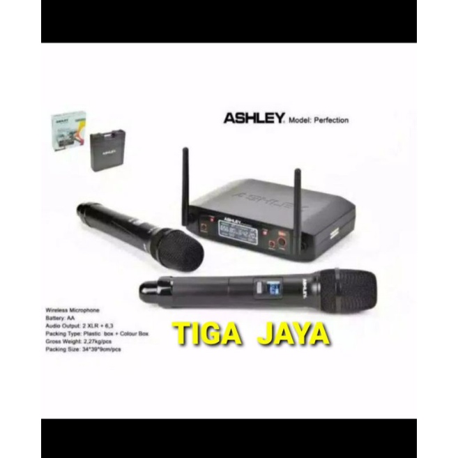 Wireless Mic Ashley Perfection 2 Mic Handle UHF Tanpa Kabel Koper Original