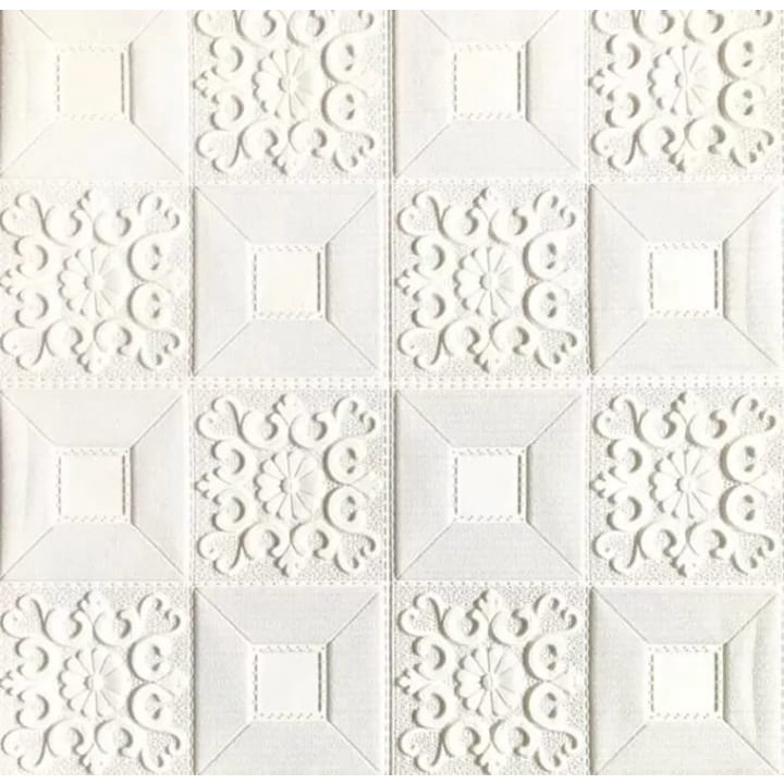 TERMURAH [ PAKET 10 LEMBAR ] Wallpaper 3D Foam Batu Bata / Sticker Dinding Timbul-5 Lembar Putih 70x38