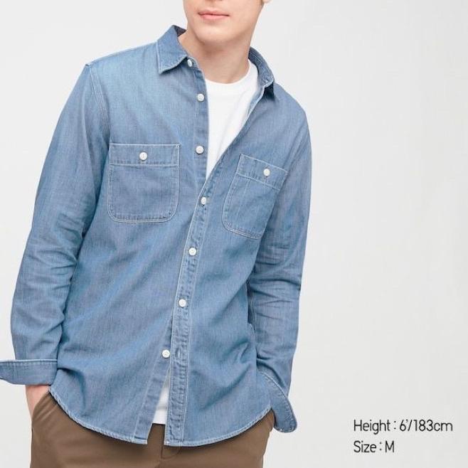 ♦ UNIQLO MEN CHAMBRAY LONG-SLEEVE SHIRT ✭