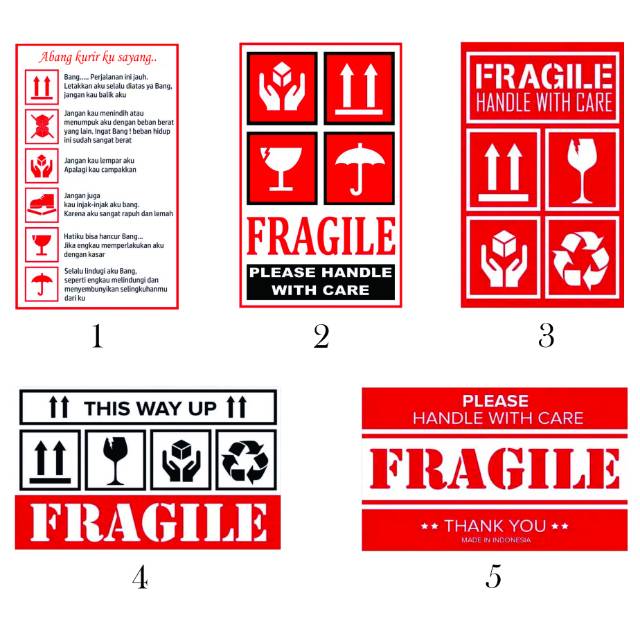 

(100 pcs) Stiker label fragile ukuran 10 x 7 cm