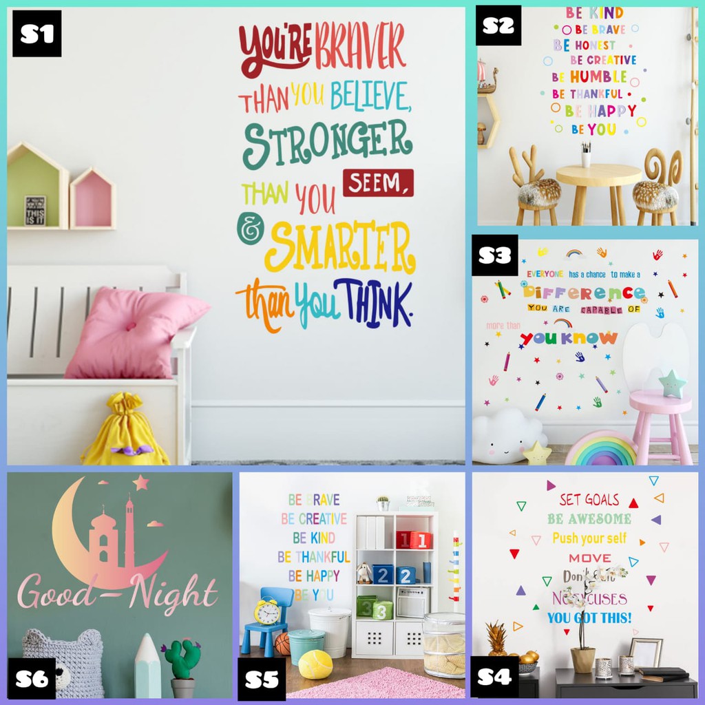 [GD] STIKER STICKER DINDING TEMBOK WALLSTICKER WALLSTIKER KATA KATA TULISAN MUTIARA MOTIVASI KAMAR ANAK CEWEK COWOK AESTETIK ESTETIK S1 S2 S3 S4 S5