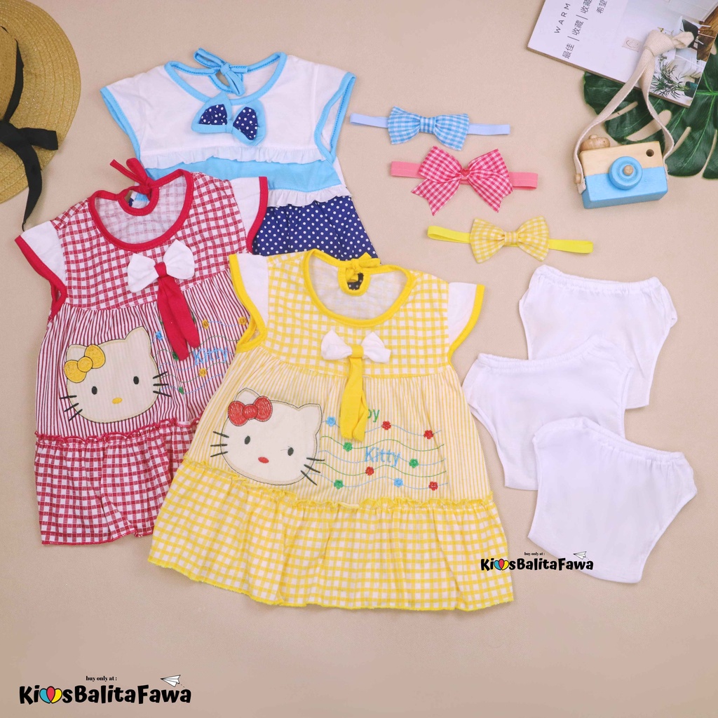 [GRATIS BANDO] Setelan Bayi Imut size 0-12 Bulan / Baby New Born Baju Dress Anak Perempuan Motif