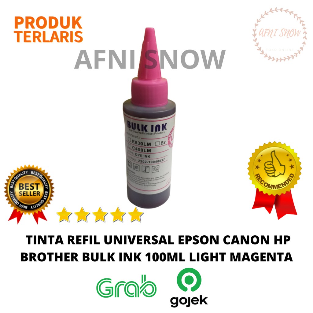 Tinta refill isi ulang 100ml Light Magenta/Merah Muda Epson Bulk Ink Berkualitas