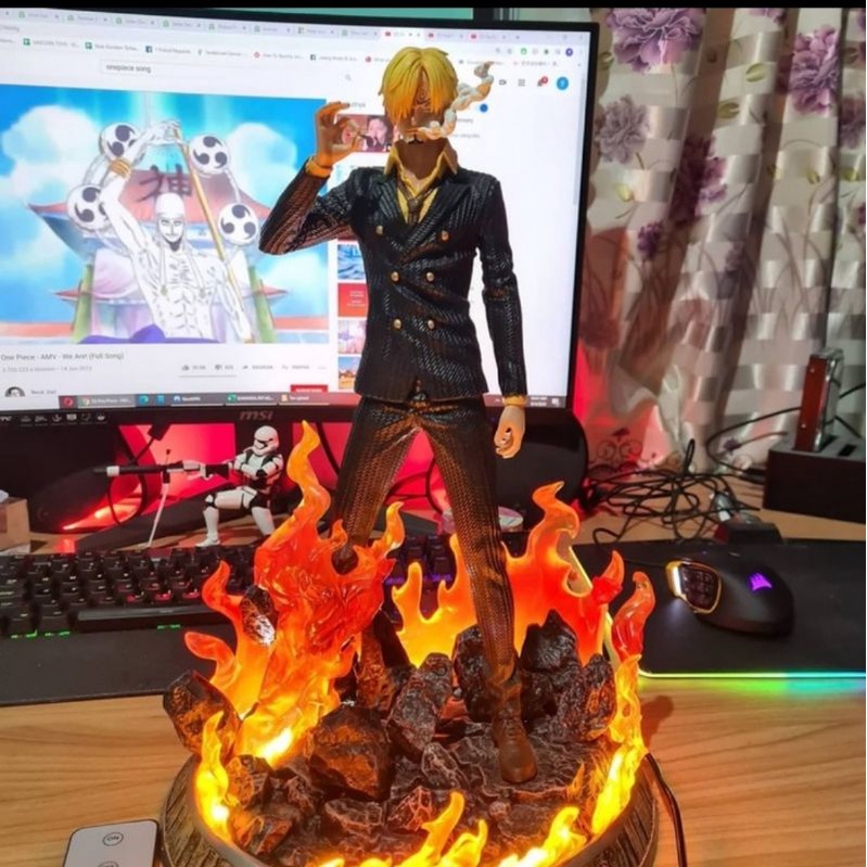 figure resin sanji action figure lampu black leg sanji figure one piece thousand sunny kapal going m
