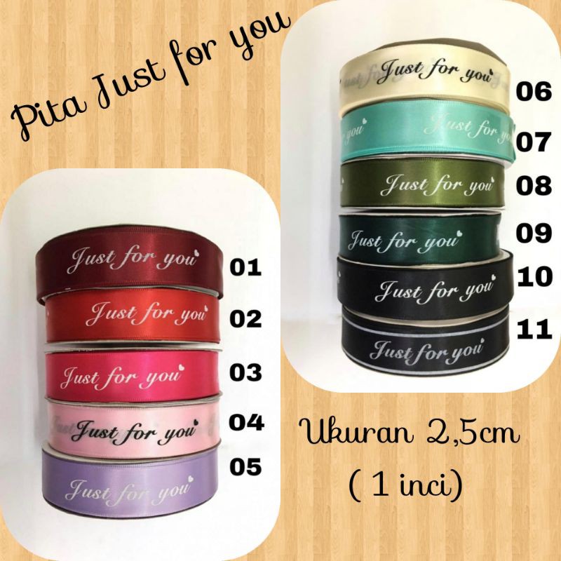 1 METER - 2.5 CM | PITA KADO SATIN JUST FOUR YOU 1 INCH | PITA SATIN BUKET BUNGA