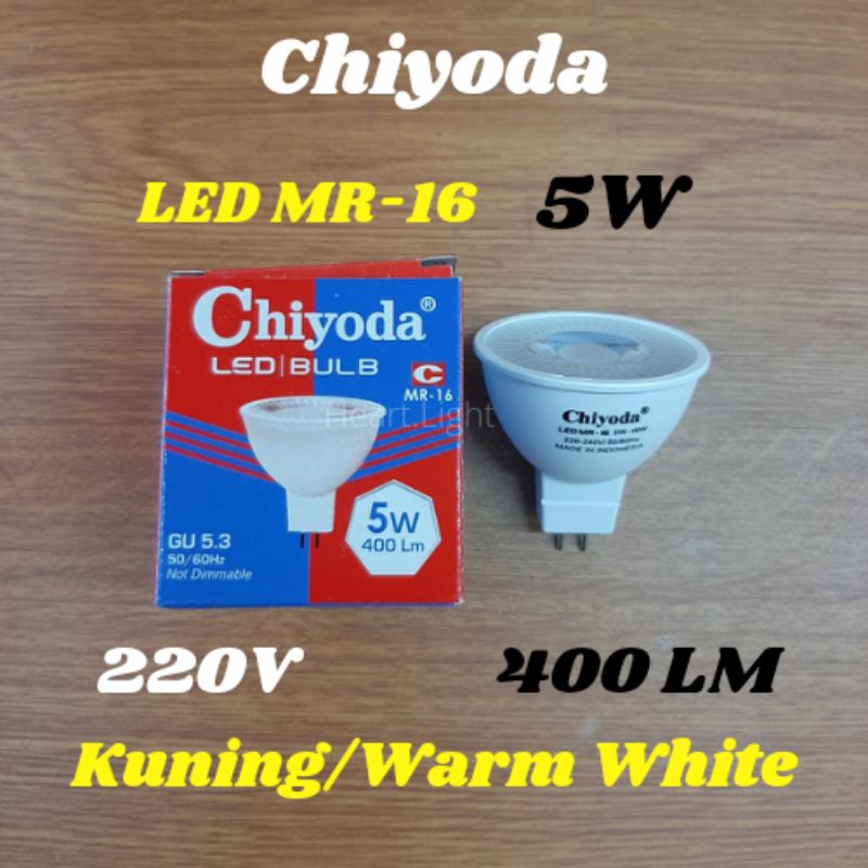 LAMPU LED CHIYODA MR16 5W KUNING WARM WHITE 220V 400LM GU53 ALPLASTIK/LED MR16 5WATT WARM WHITE 220V