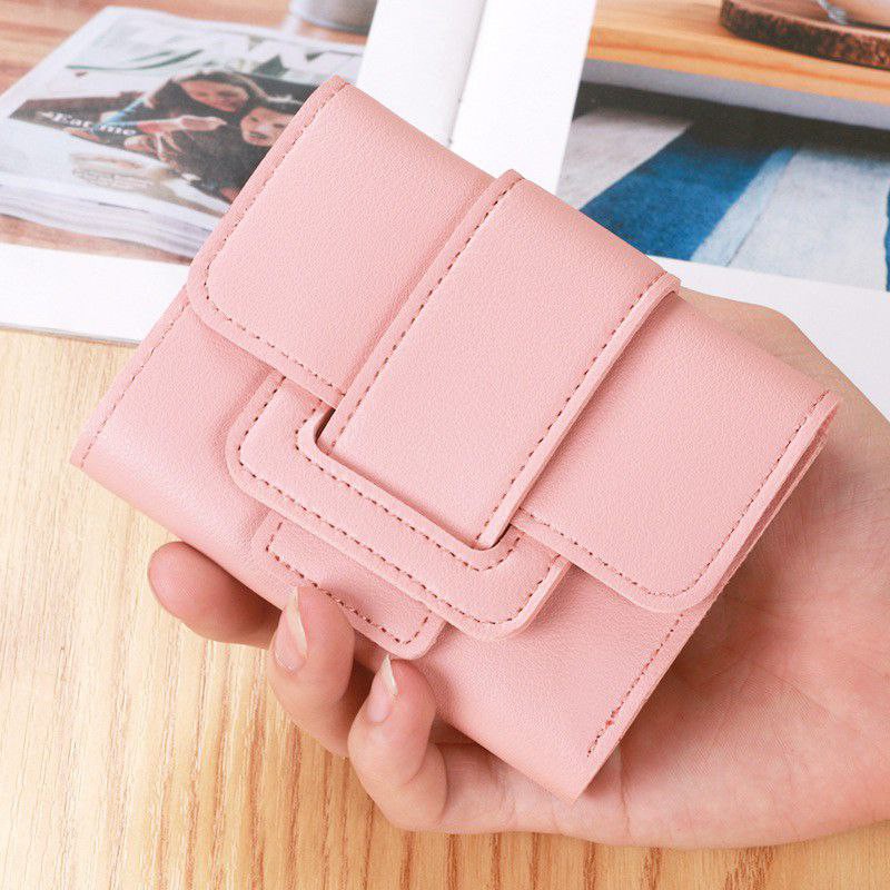 DOMPET WANITA MURAH MOTIF LIPAT KECIL LUCU ALA KOREA SEMUA JENIS KARTU MASUK-PINK