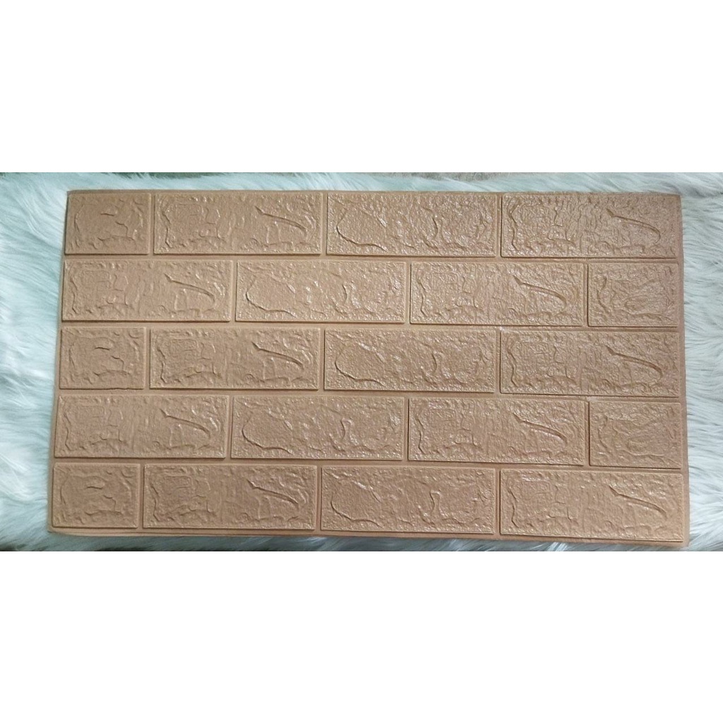Wallpaper Dinding Foam 3D Kecil Motif Batu Bata / Wallpaper Dinding Foam DD509 [1KG=26PCS]-ORANGE MUDA