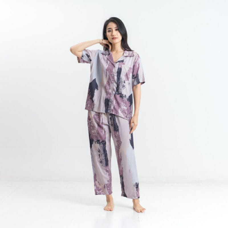 DAILY SET RAYON tiedye- HOMEY SET FIT Xl - PAJAMA SET RAYON -  PIYAMA RAYON-mouza