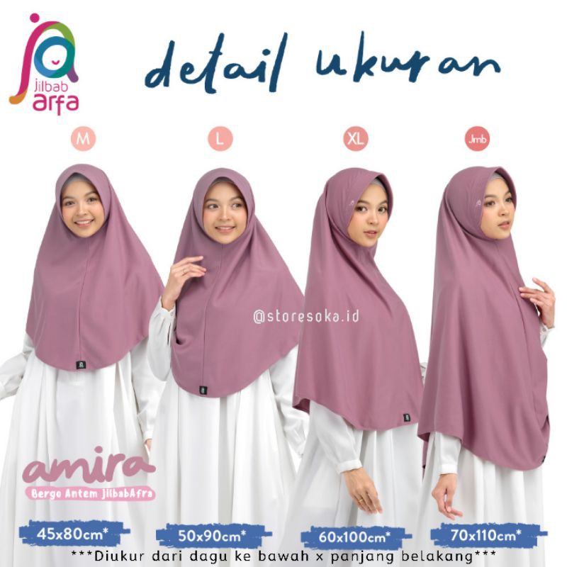 Jilbab Afra ( Jilbab Arfa ) Bergo Amira Pet Antem Size Jumbo - Jilbab Instan Bahan Kaos Adem, Lembut