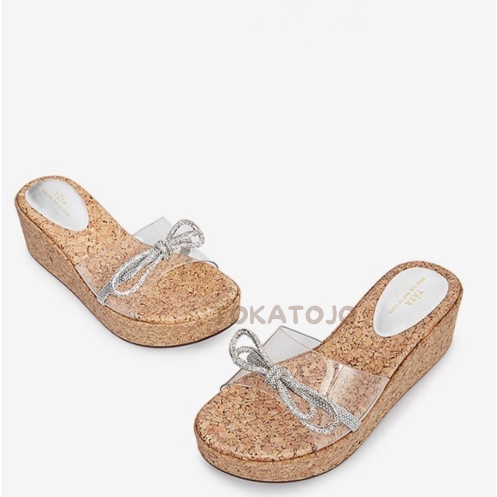 Sandal wedges wanita mika bening kokop terbaru sandal wanita mika cantik simple transfaran termurah premium realpict