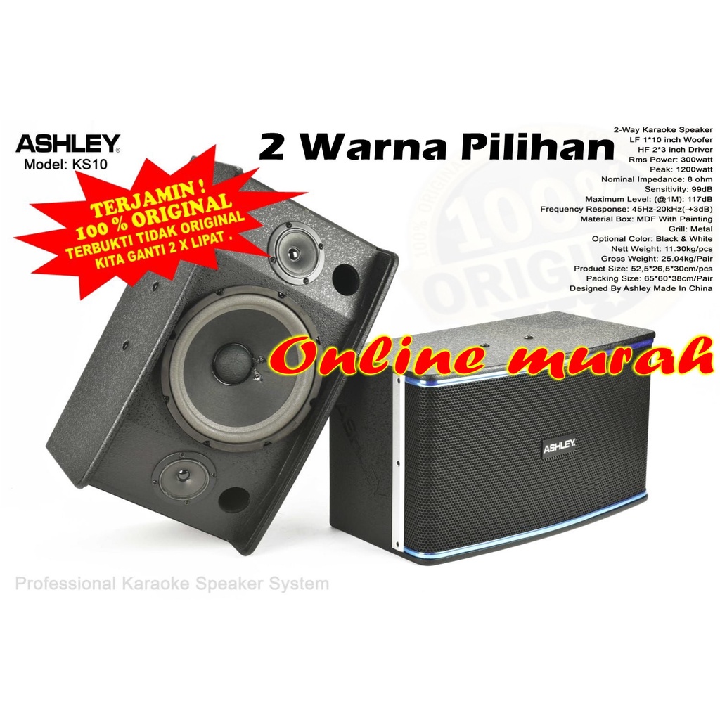 Speaker Karaoke Pasif Ashley KS10 KS 10 10 inch ORIGINAL ASHLEY