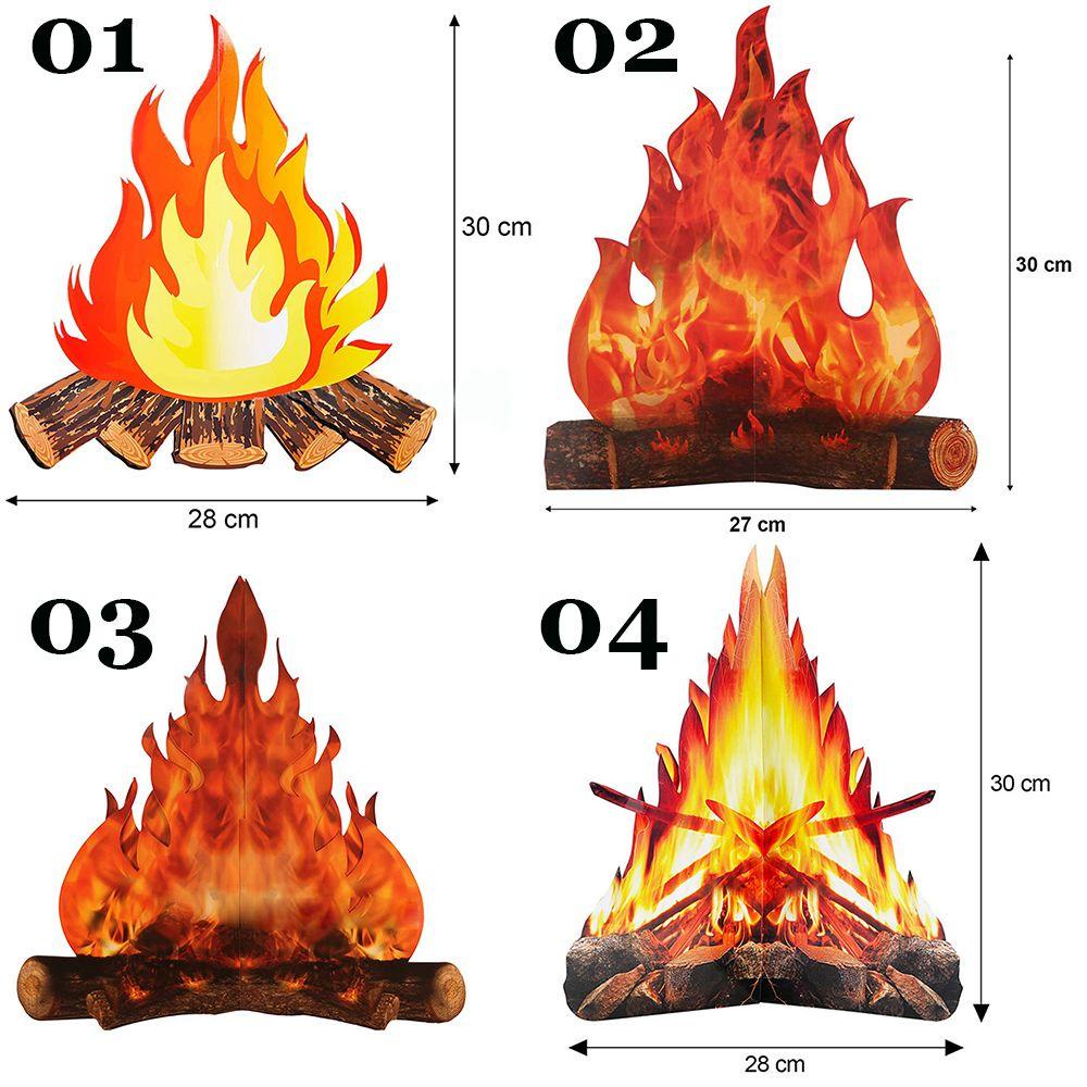 R-bunga 3D Hias Kardus Panas Halloween Untuk Pesta Tema Camping Api Buatan Flame