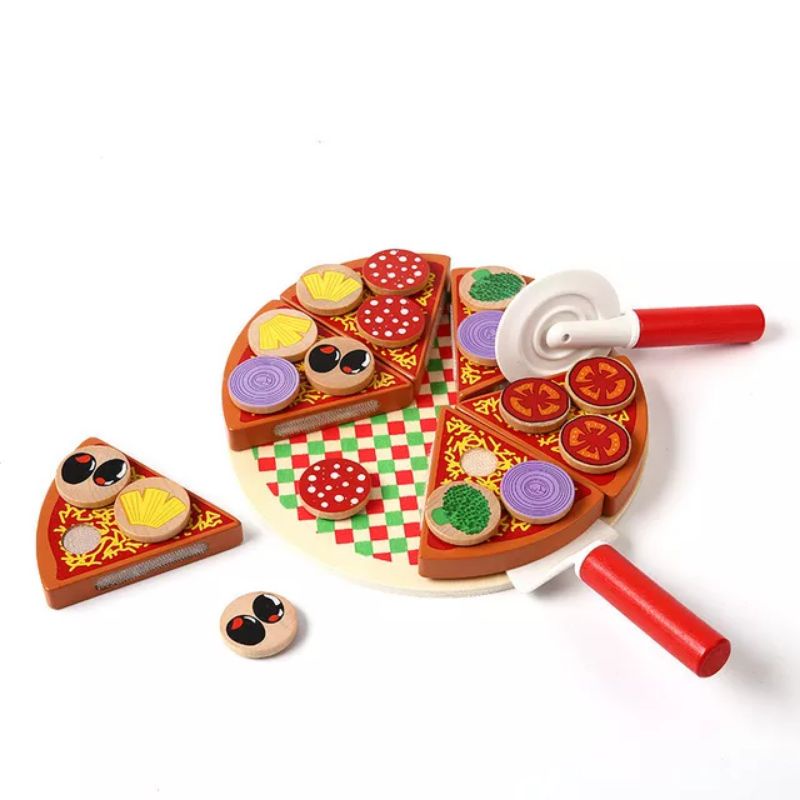 wooden pizza toys / mainan pizza kayu / mainan masak masak anak / kitchen toys