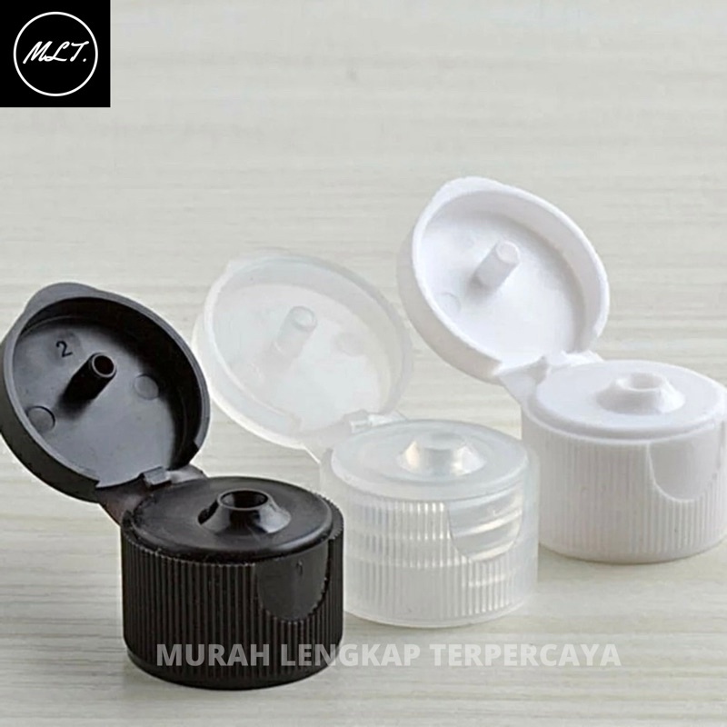 TUTUP BOTOL FLIPTOP NECK 18 HITAM PUTIH DAN NATURAL