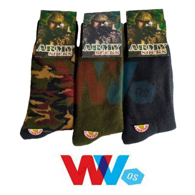 Kaos Kaki Army Tebal safety socks Hitam, Loreng dan Hijau