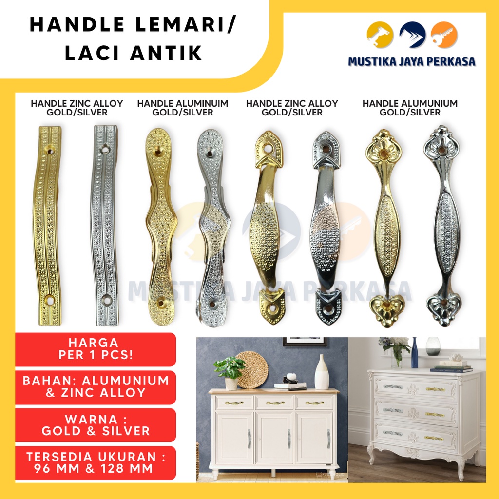 Handle Gagang Tarikan Handel Lemari Laci Antik Unik HA Antique Gold Si