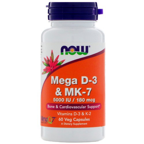 Now Foods Mega D3 MK7 5000 IU / 180 mcg 60 Veg Cap ORI USA NOW D3 MK7