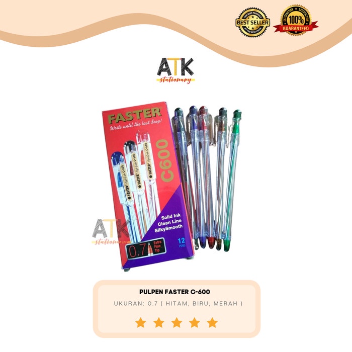 

TULIS-ALAT- PULPEN PEN FASTER C600 ATK - BIRU -ALAT-TULIS.