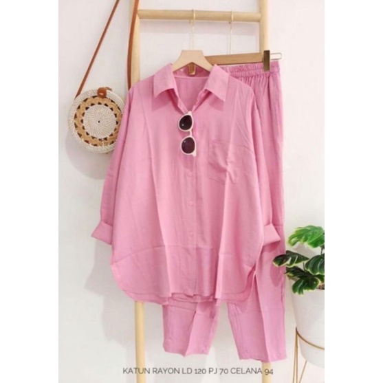 SETCEL KEMEJA RAYON POLOS