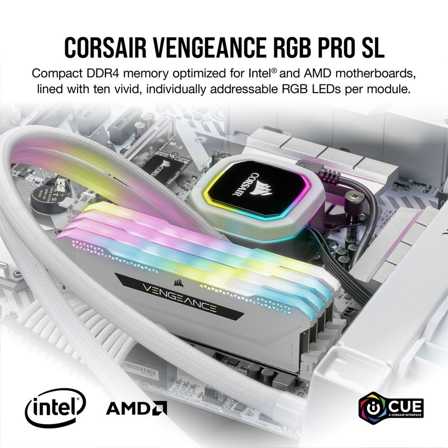 Corsair Vengeance RGB PRO SL 16GB (2X8GB) 3600Mhz CMH16GX4M2D3600C18W