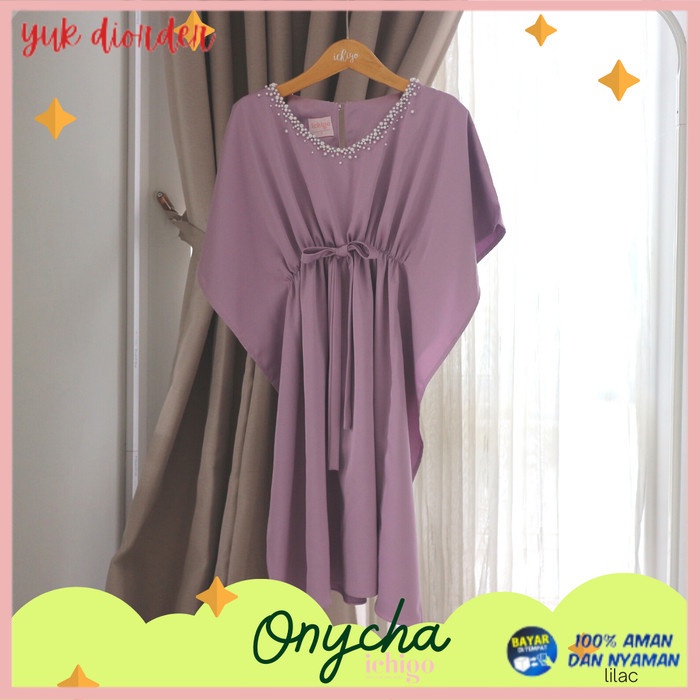 ✨ BISA COD ✨ Onycha Kaftan Dress Anak by Ichigo Baju Lebaran Akikah Pesta Mewah Nya - LILAC, 1