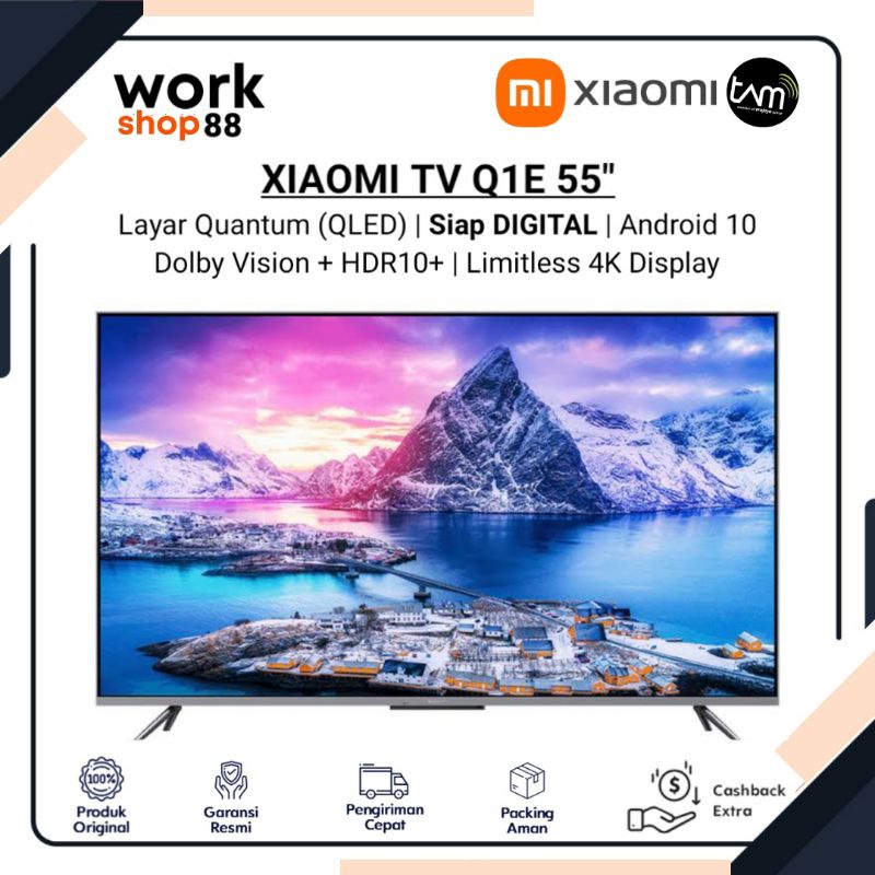 Terbaru Xiaomi TV Q1E 55" QLED 2022 - New Original Garansi Resmi TAM - Support DIGITAL Layar 4K Ultr